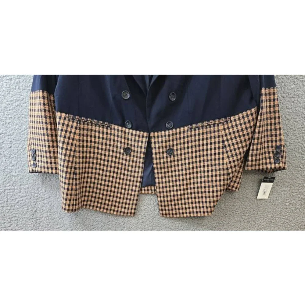 Tahari ASL Plus Size Colorblocked Peak-Lapel Blazer Women's 24W New Navy/Ginger - Picture 4 of 15